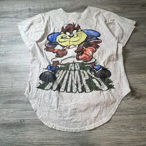 Signal Sport Looney Tunes Jersey Mens M Grey Taz No Wimps Vintage 90s USA Made